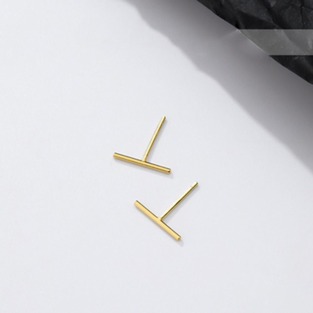 TINY GOLD BAR EARRINGS (PAIR)