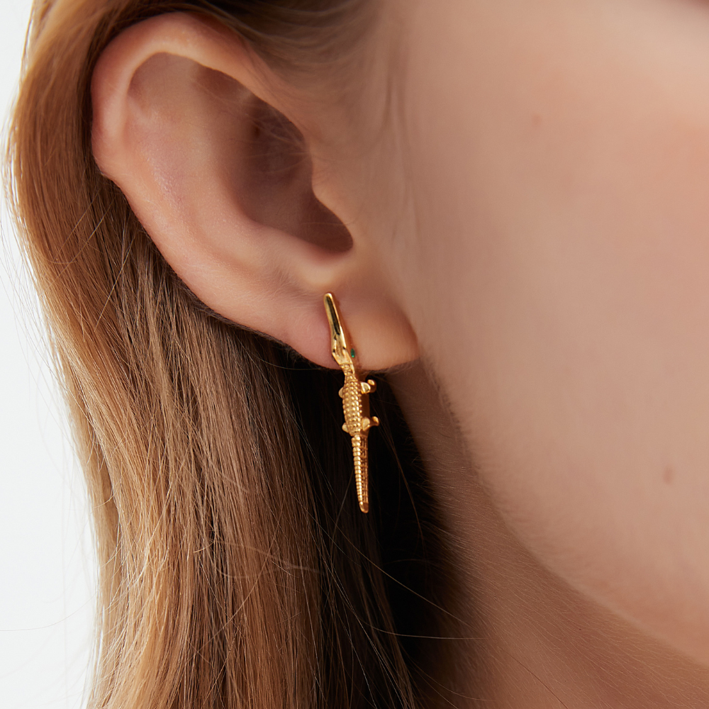BABY CROCODILE EARRINGS (PAIR)