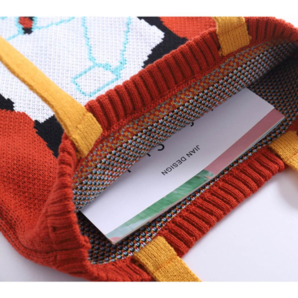 CUTE KNIT ANIMAL TOTE BAG