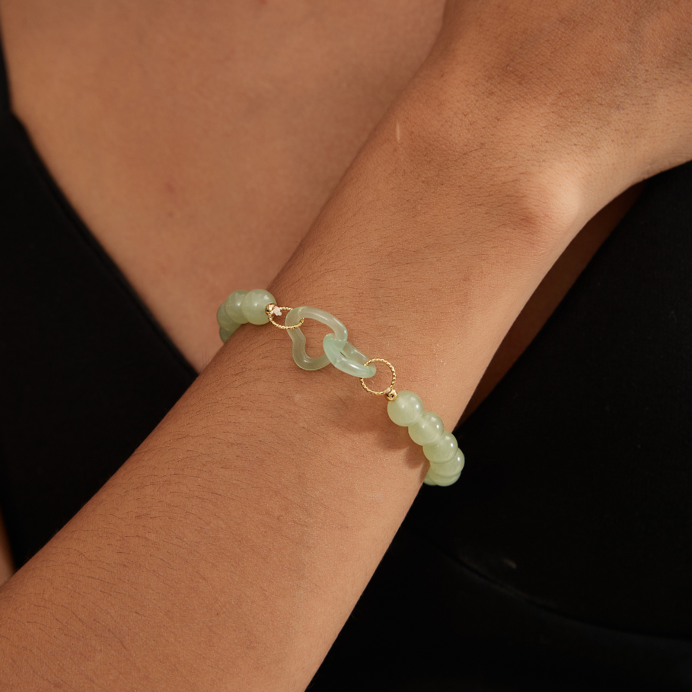 HEART JADE BRACELET (ADJUSTABLE)