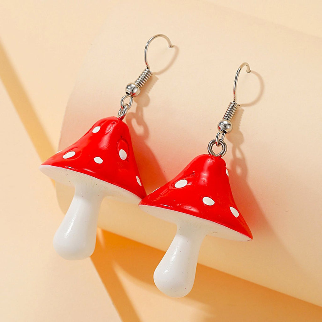 RED MUSHROOM EARRINGS (PAIR)
