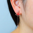 RED HEART THREADER EARRINGS (PAIR)