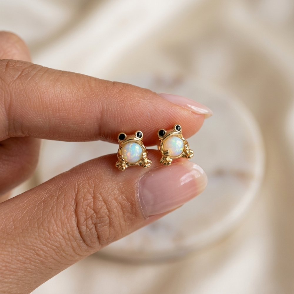 FROG OPAL EARRINGS (PAIR)