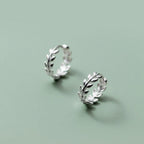TINY OLIVE LEAVES HOOP EARRINGS (PAIR)