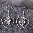 SUNFLOWER HEART EARRINGS (PAIR)