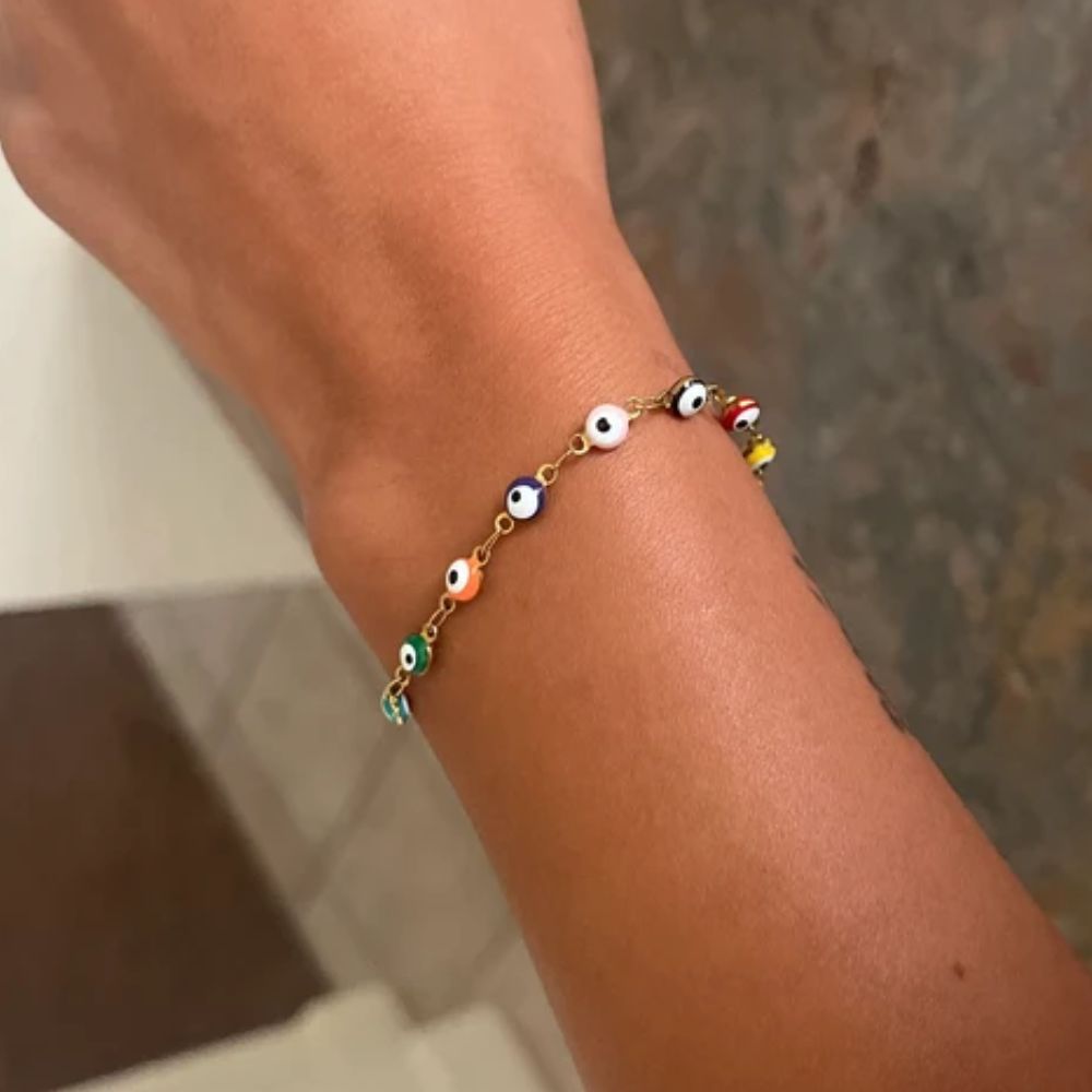 MULTICOLOR EVIL EYE BRACELET (ADJUSTABLE)