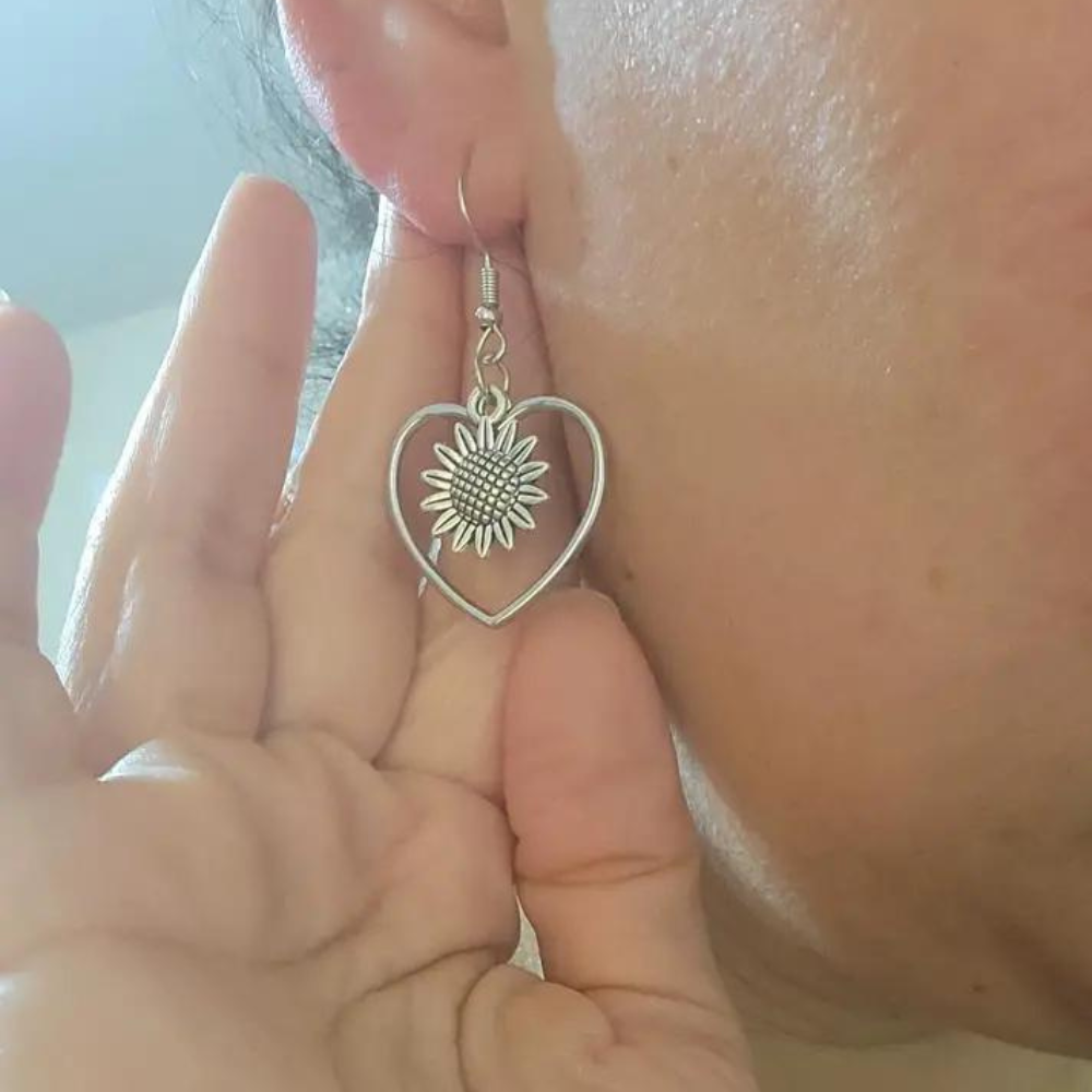 SUNFLOWER HEART EARRINGS (PAIR)