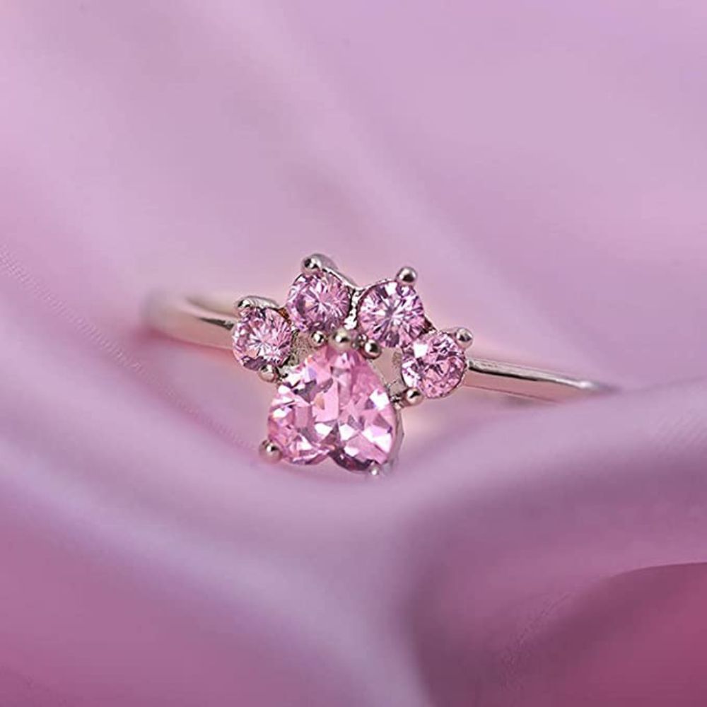 PINK CAT PAW RING (ADJUSTABLE)