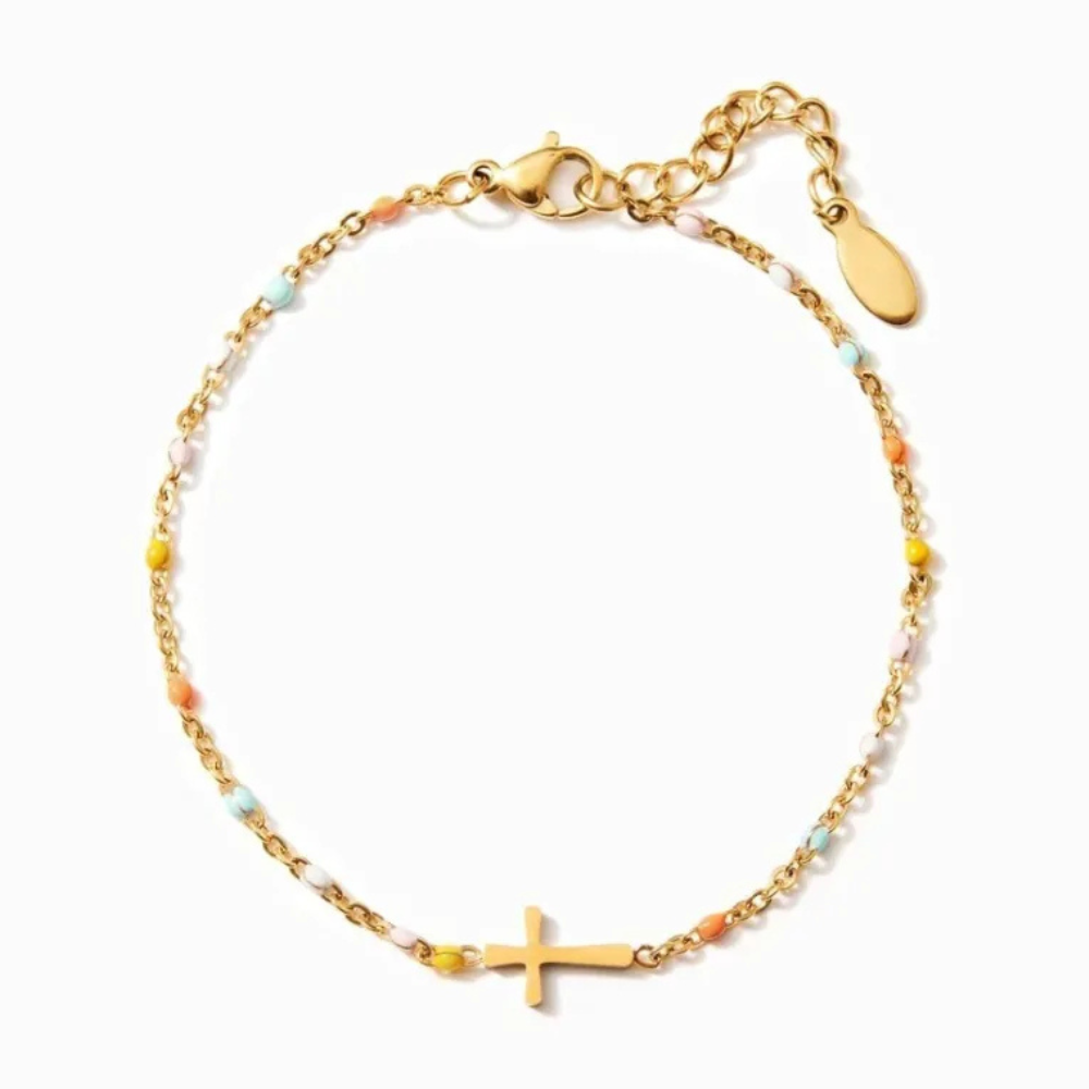 GOLDEN CROSS BRACELET (ADJUSTABLE)
