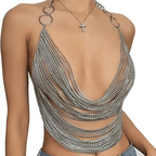 METAL CHAIN HALTER TOP (ADJUSTABLE)