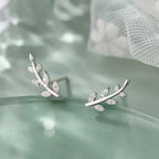 SPARKLING LEAF CLIMBER EARRINGS (PAIR)