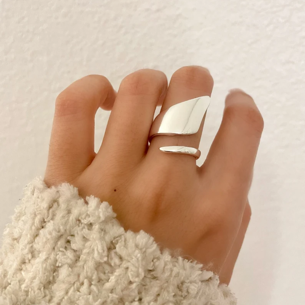 SCULPTED SILVER WRAP RING (ADJUSTABLE)