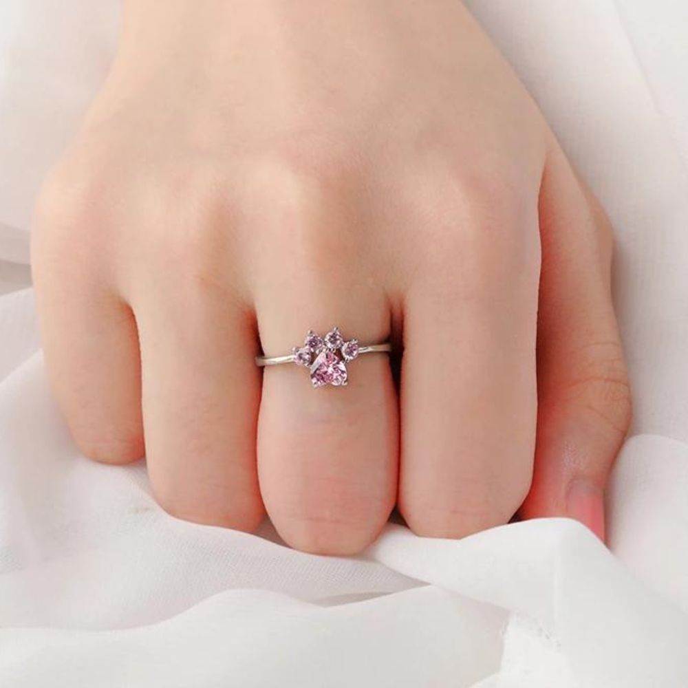 PINK CAT PAW RING (ADJUSTABLE)