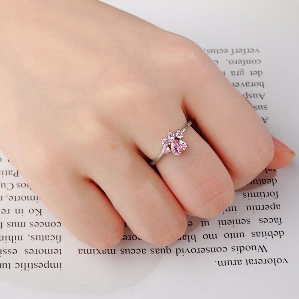 PINK CAT PAW RING (ADJUSTABLE)