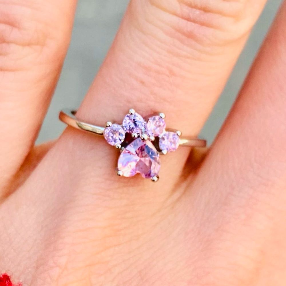 PINK CAT PAW RING (ADJUSTABLE)