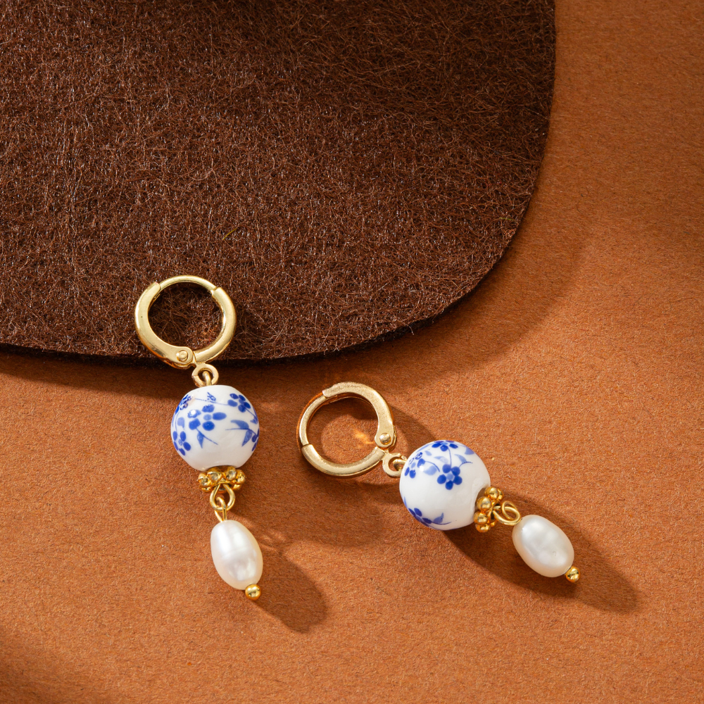 BLUE FLORALS EARRINGS (PAIR)