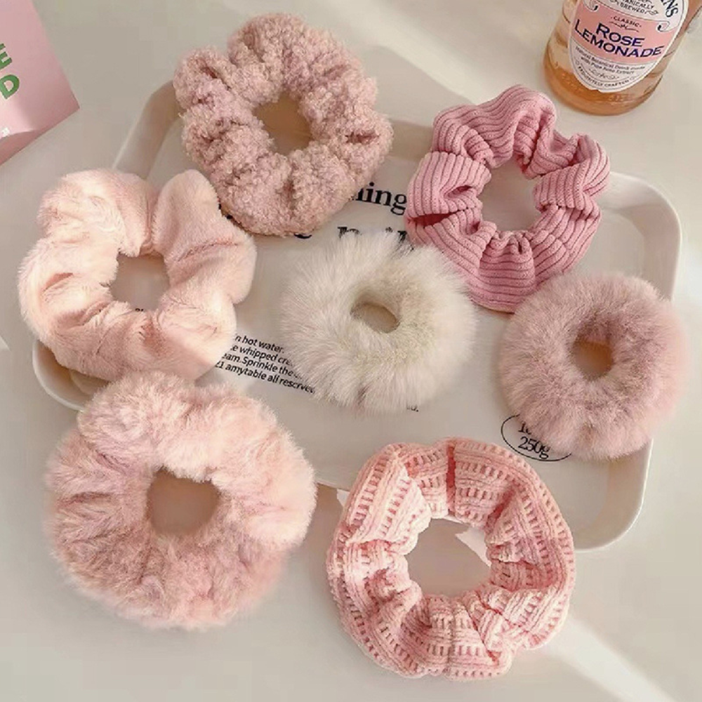 FUZZY HAIR SCRUNCHIES (7 PIECES BUNDLE)