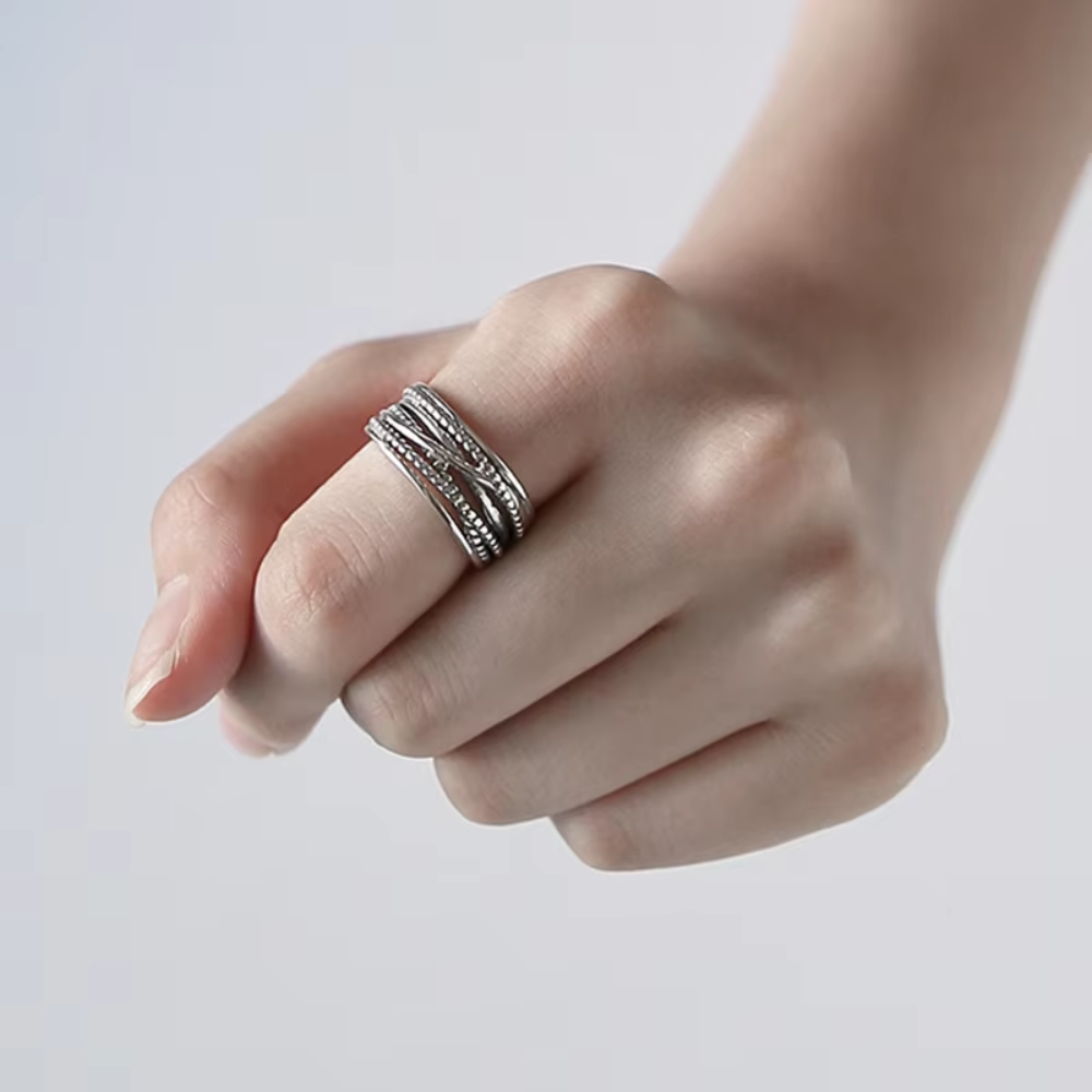 THUMB WEAVED LAYERED RING (ADJUSTABLE)