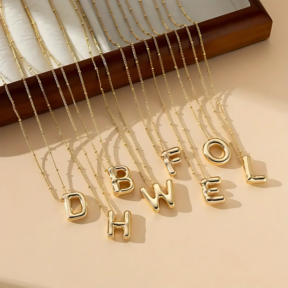 GOLD BUBBLE LETTER NECKLACE
