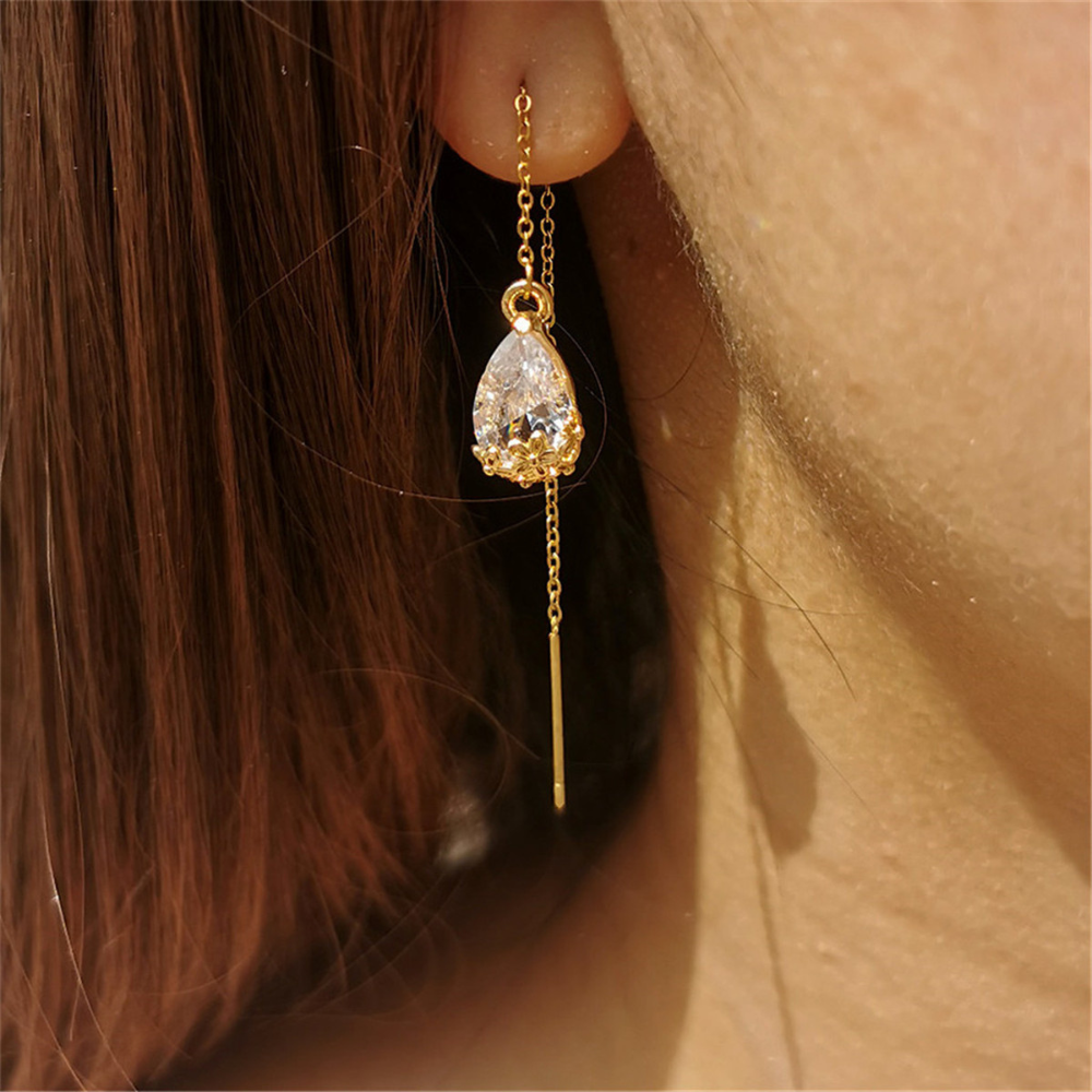 GOLDEN TEARDROP THREADERS (PAIR)