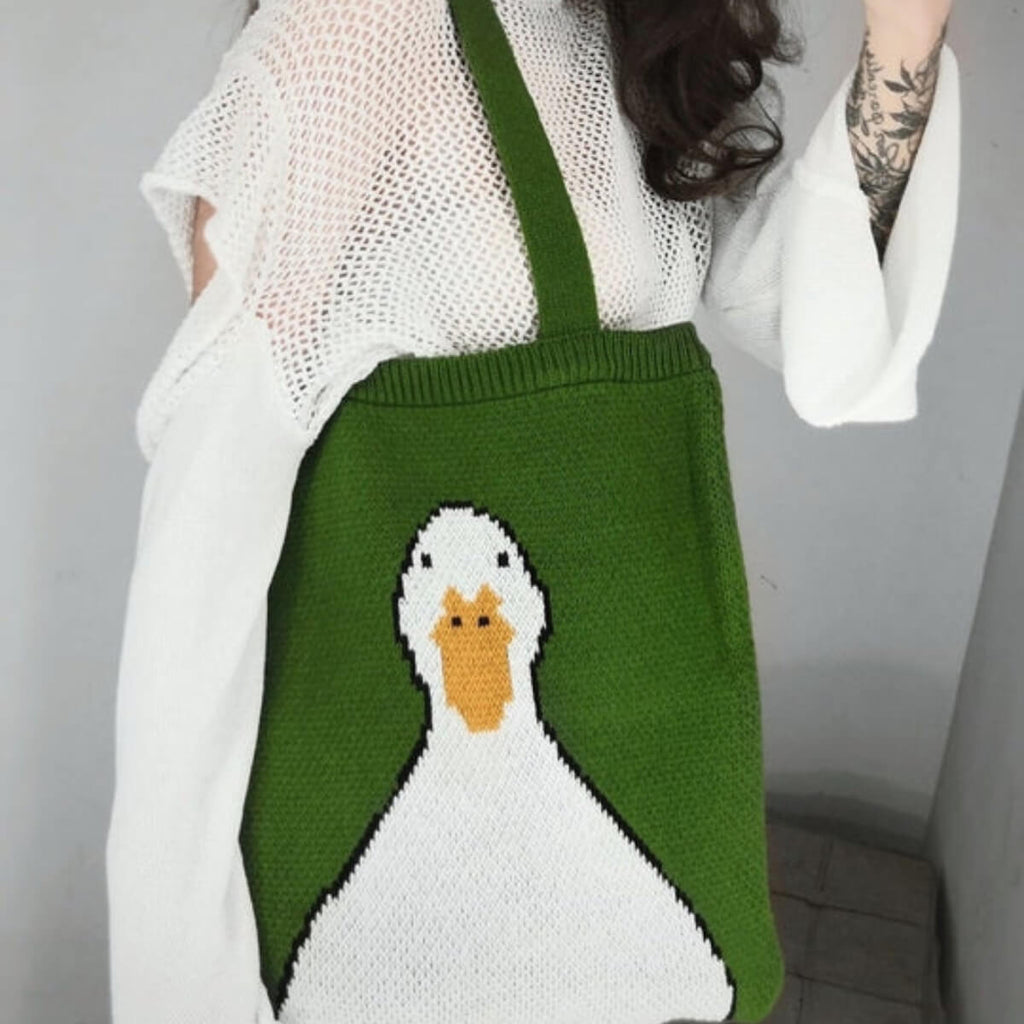 CUTE KNIT ANIMAL TOTE BAG