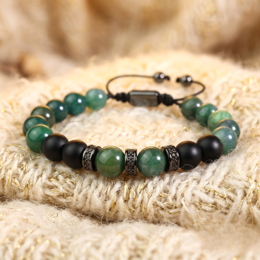 JADE & BLACK ONYX BRACELET (ADJUSTABLE)