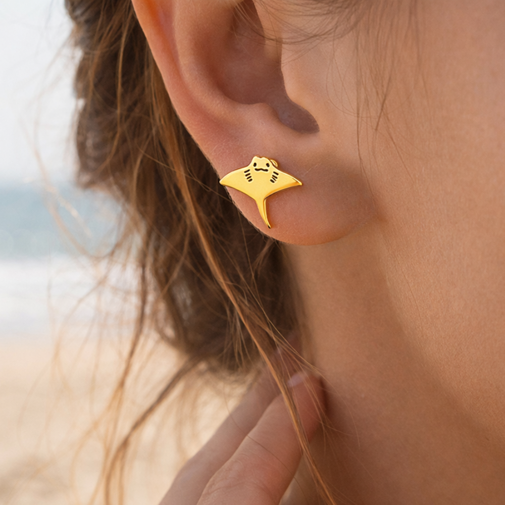 MISMATCHED MANTA-SHARK EARRINGS (PAIR)