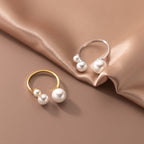 Adjustable Triple Freshwater Pearl Ring S925 Silver