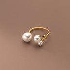 Adjustable Triple Freshwater Pearl Ring S925 Silver