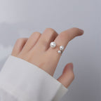Adjustable Triple Freshwater Pearl Ring S925 Silver
