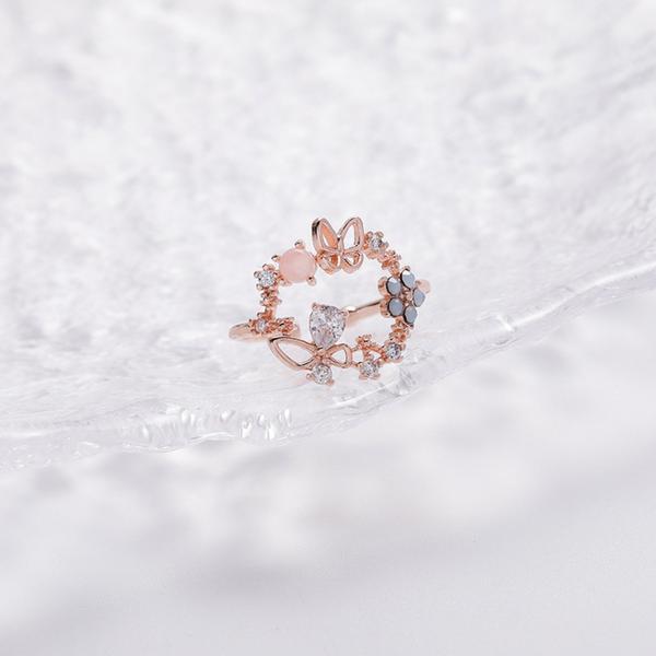 PINK OPAL BUTTERFLY RING (ADJUSTABLE)